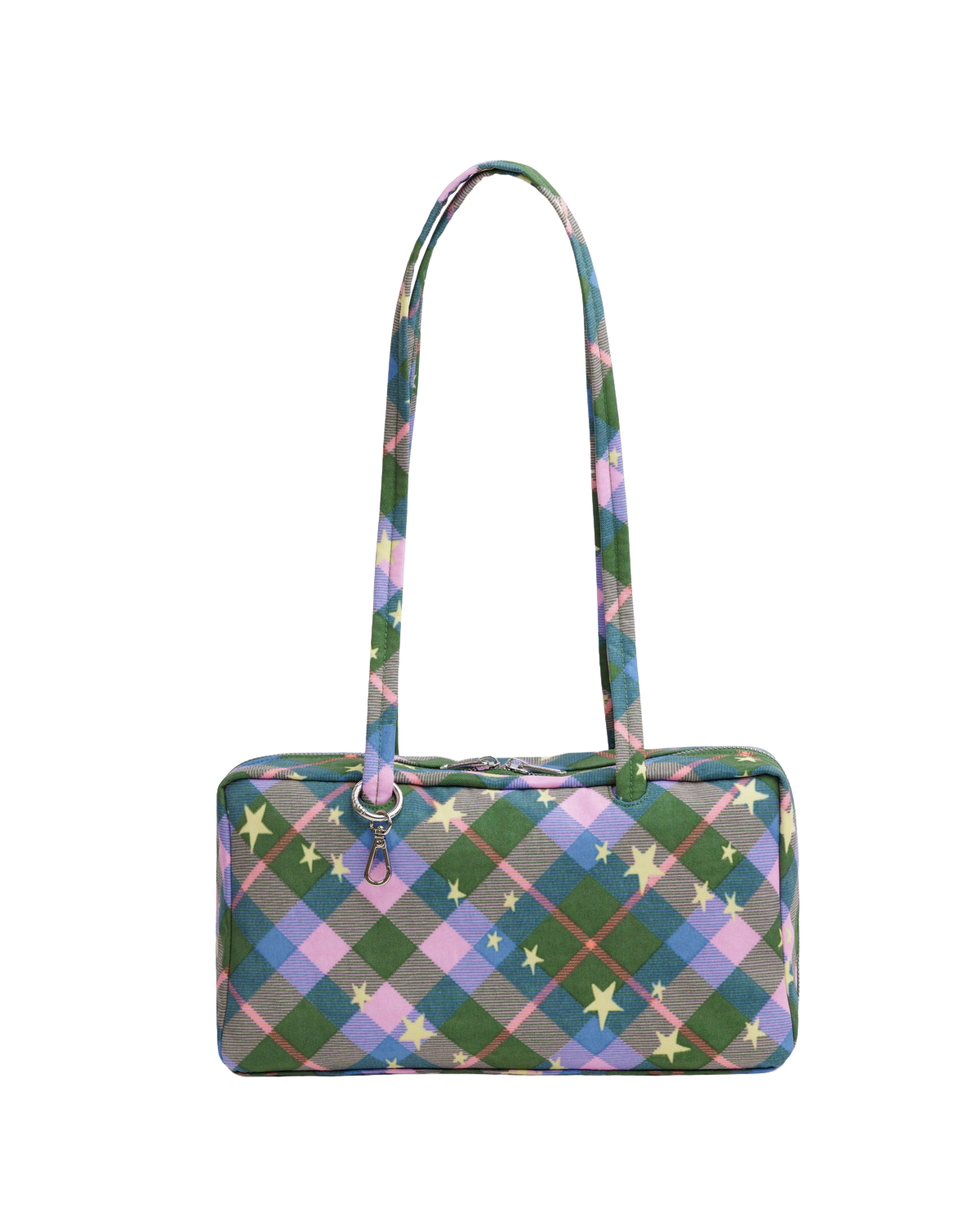 Nylon Bowler Bag in Green Star Plaid