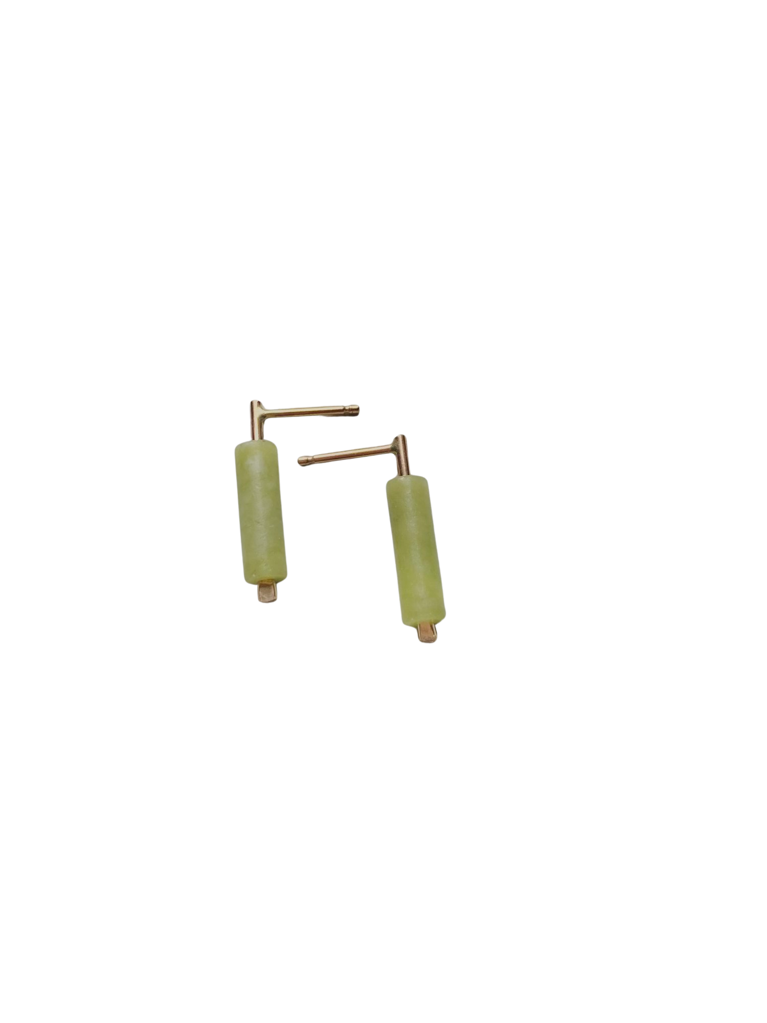 Channel Earring in Olive Jade