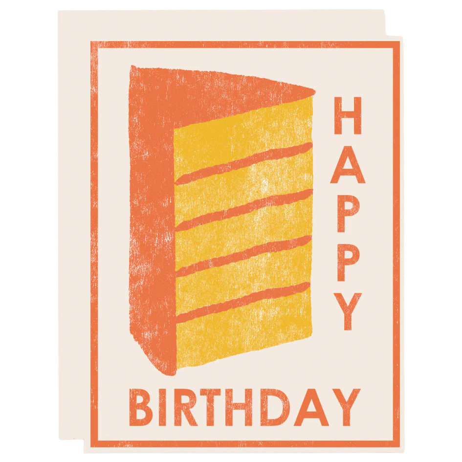 Yellow Cake Happy Birthday Card
