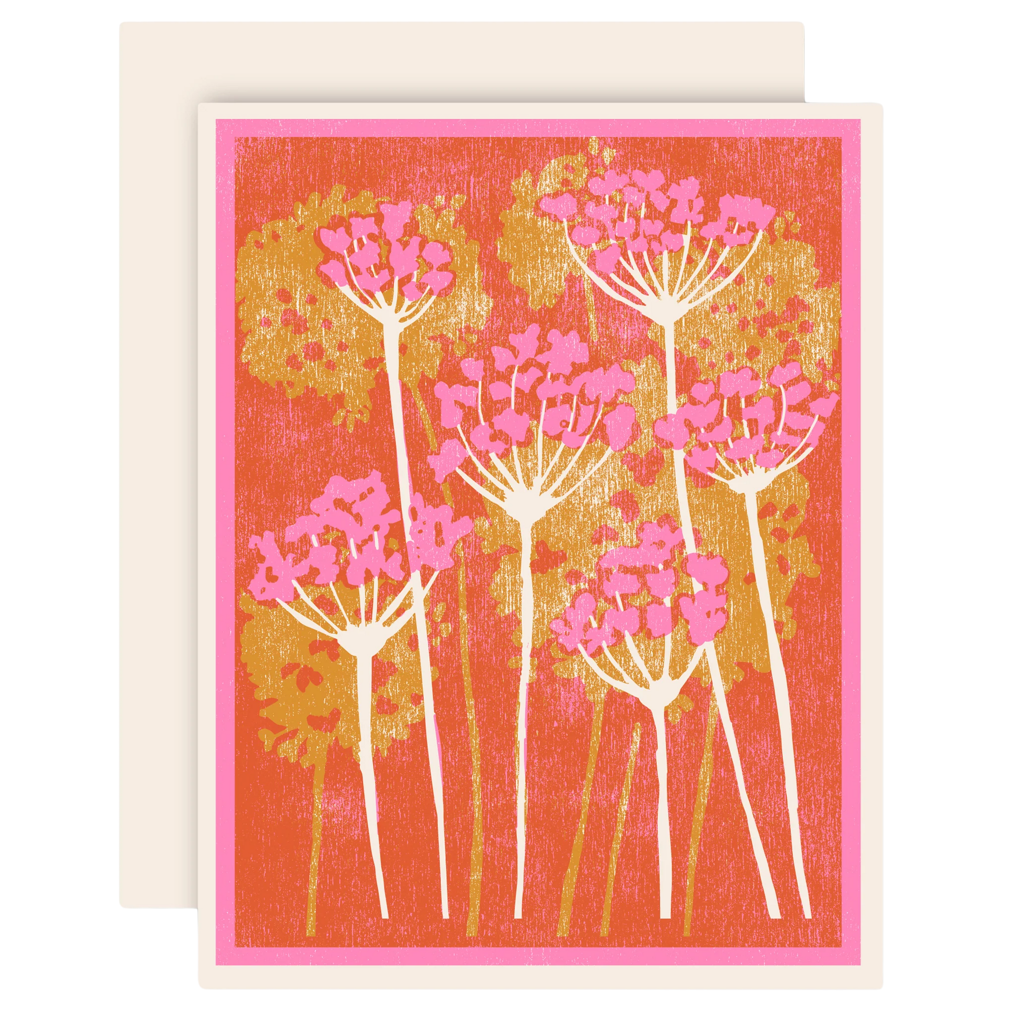 Pink and Gold Floral Letterpress Card