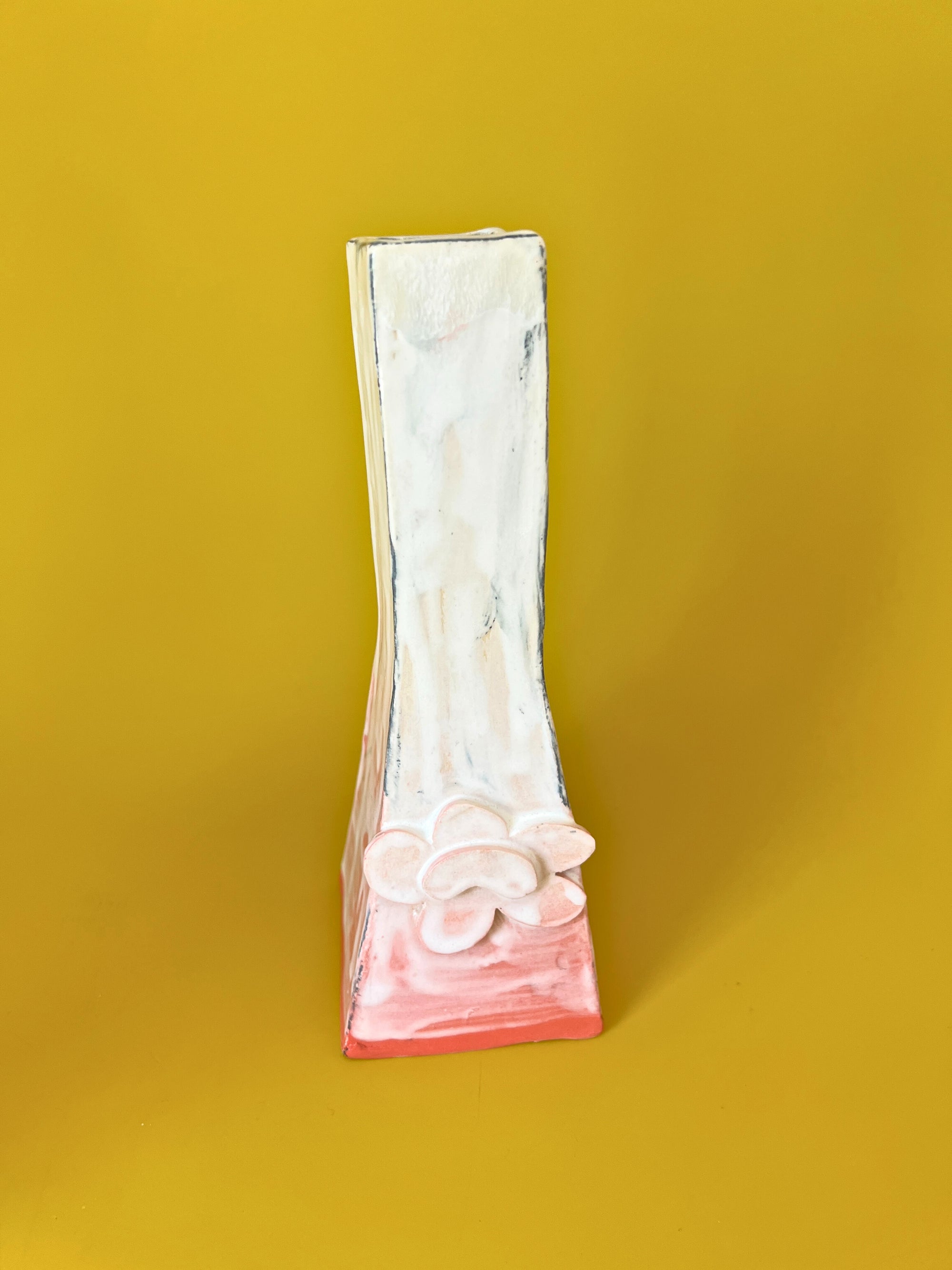 White & Pink Ceramic Bong