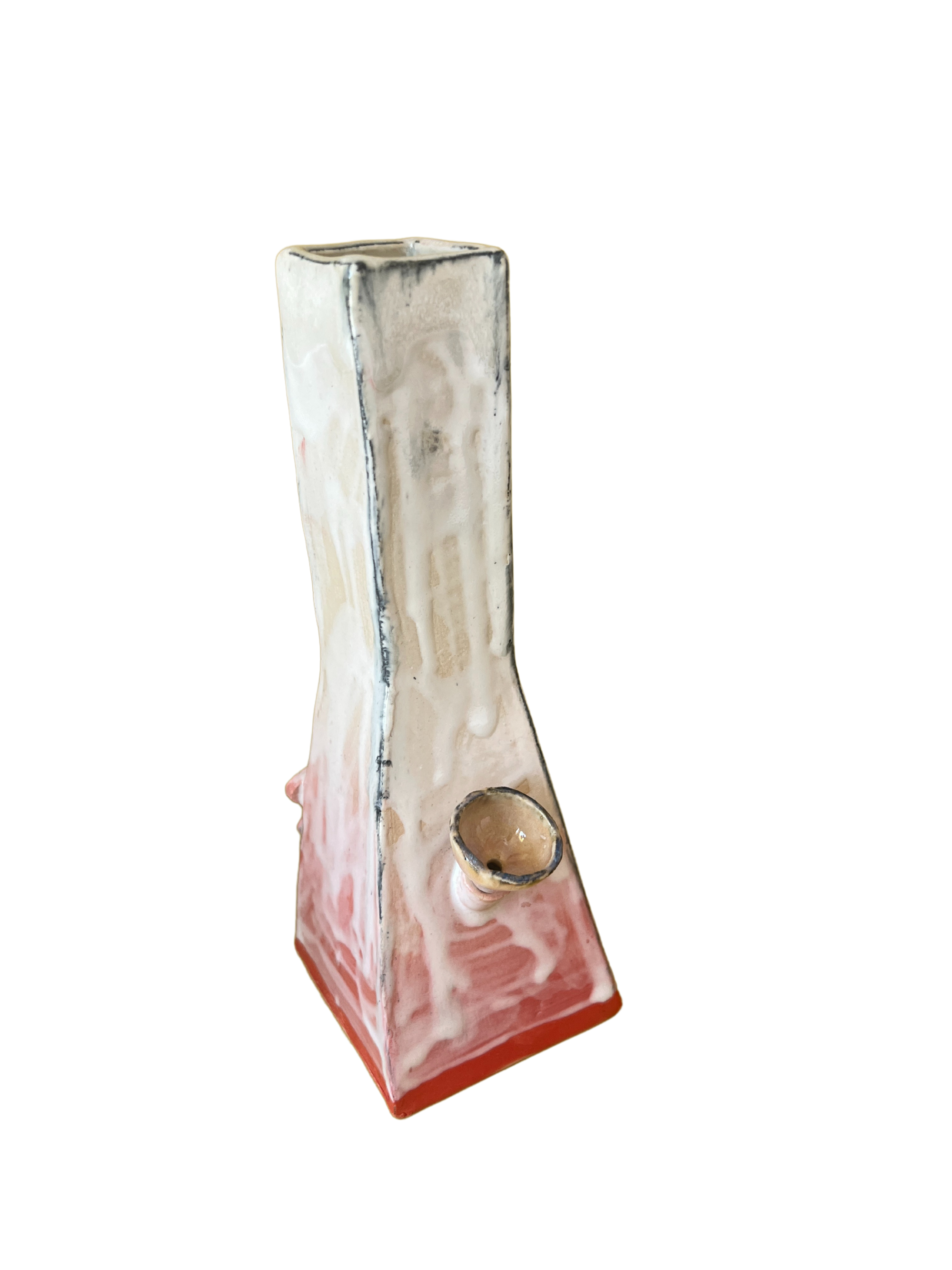 White & Pink Ceramic Bong