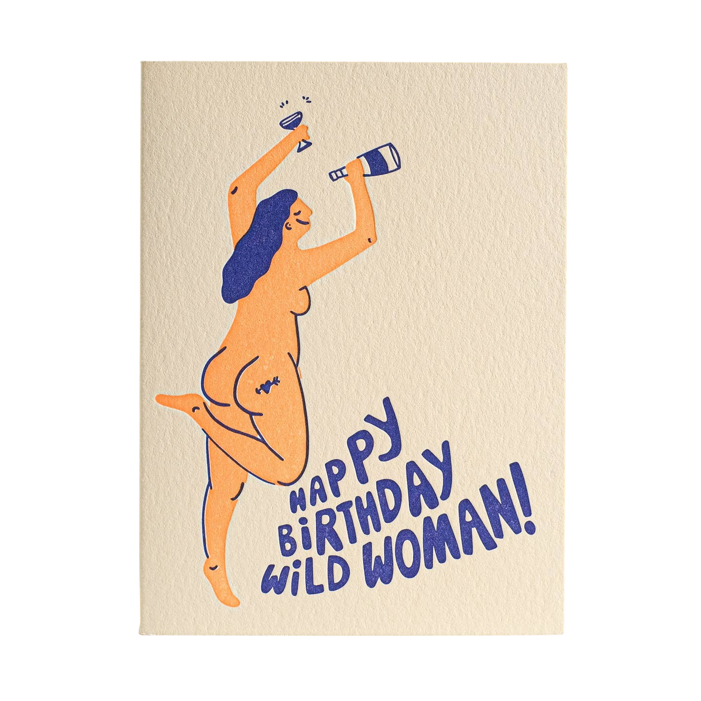 Happy Birthday Wild Woman Letterpress Greeting Card