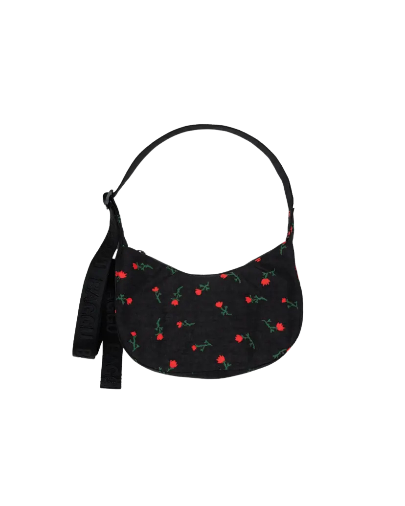 Small Nylon Crescent Bag in Painted Wildflowers