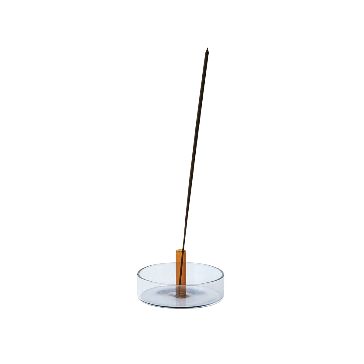 Glass Incense Holder in Smoke & Amber