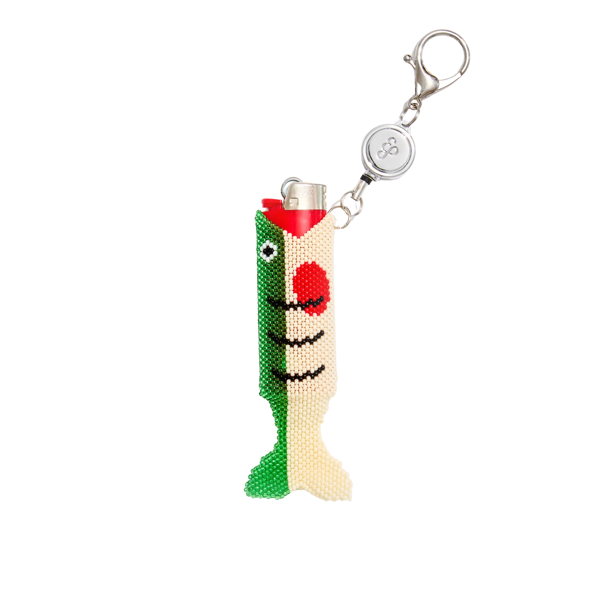 Green Beaded Fish Lighter Holder