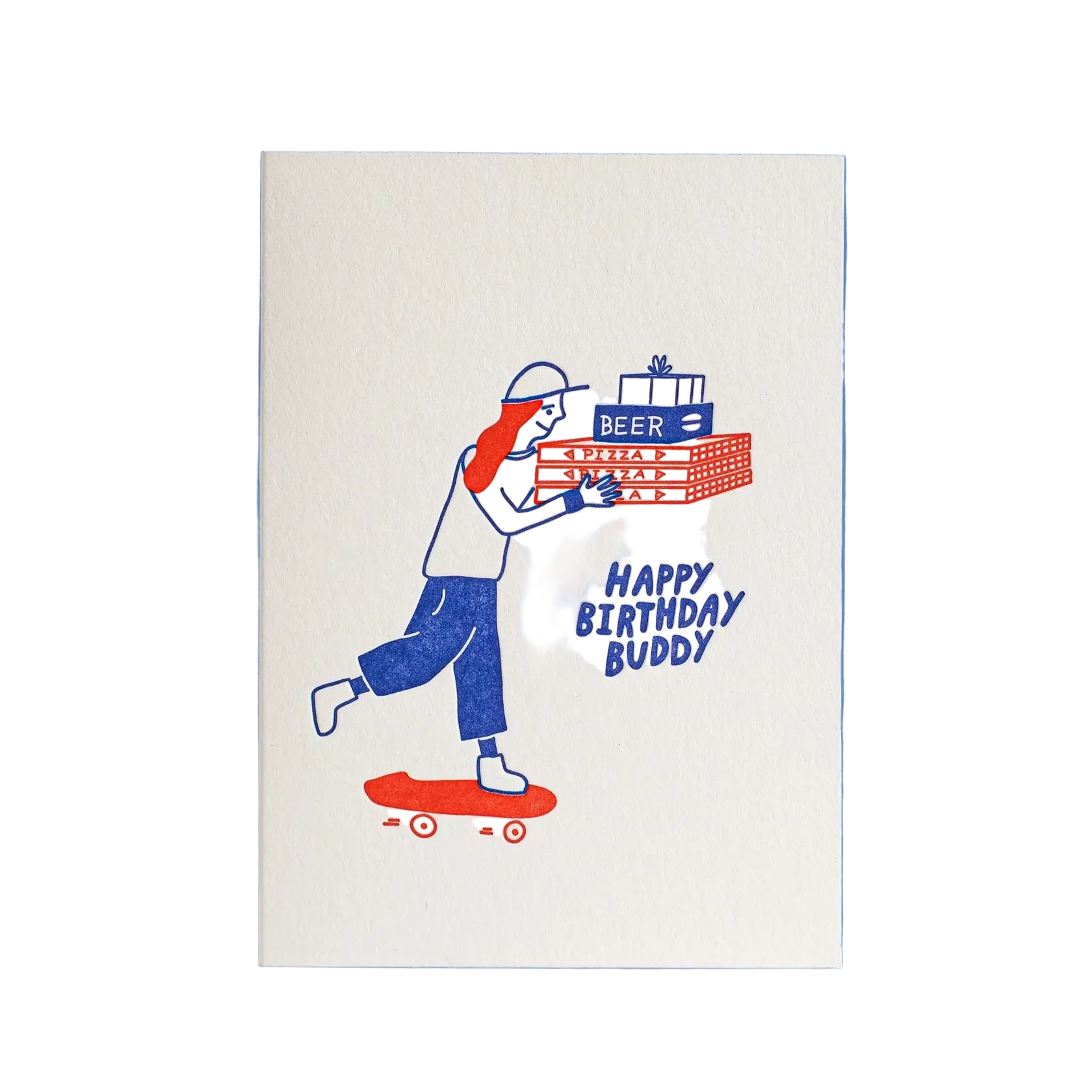 Happy Birthday Buddy Letterpress Greeting Card