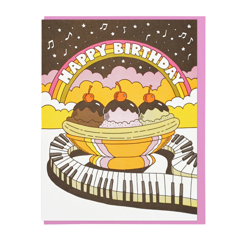 Musical Banana Split Birthday Card