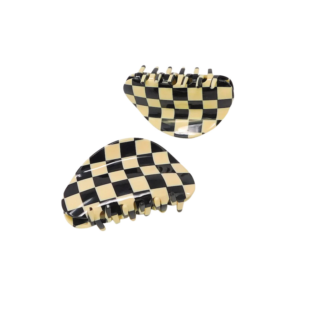 Black and White Checker Hair Claw