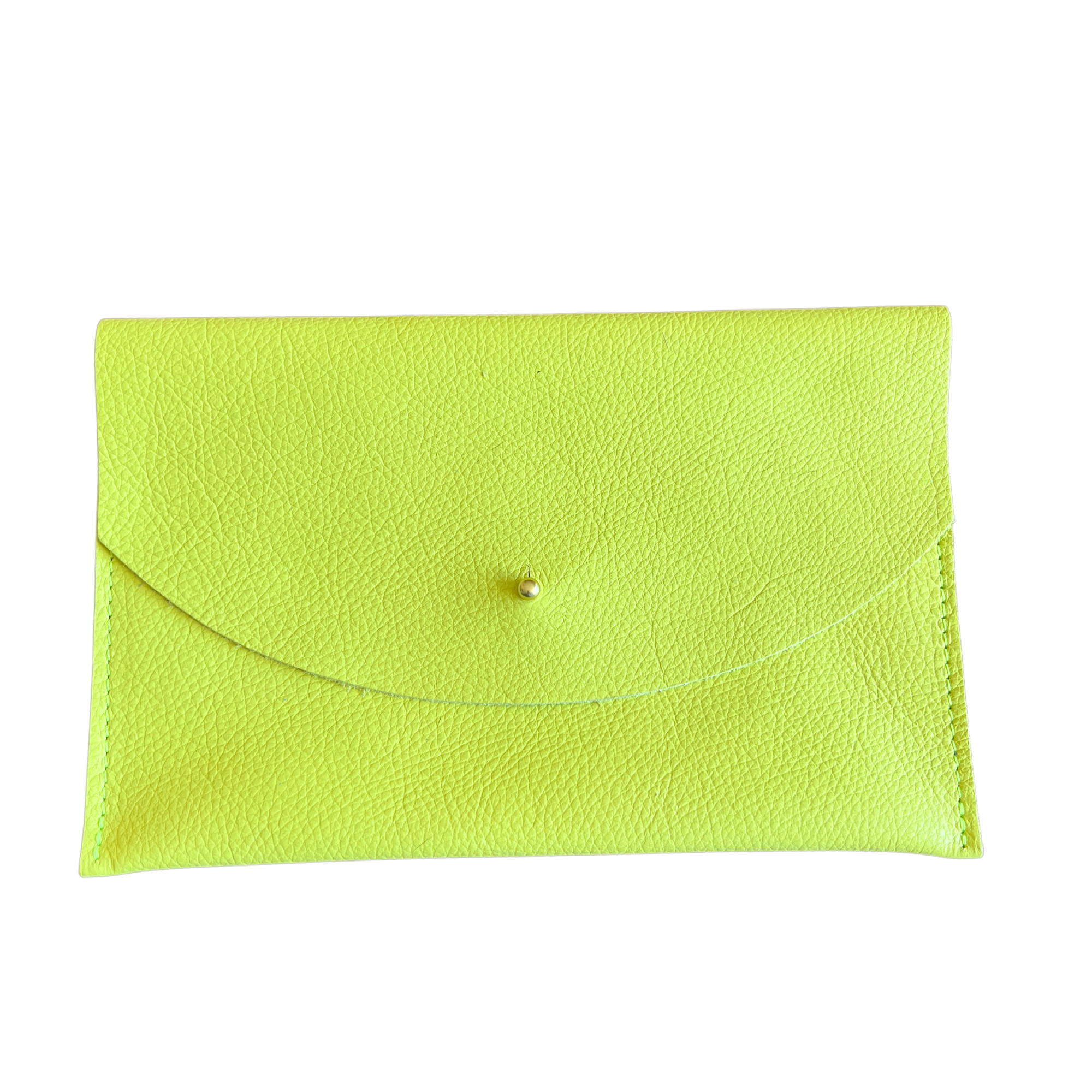Chartreuse Leather Envelope Pouch