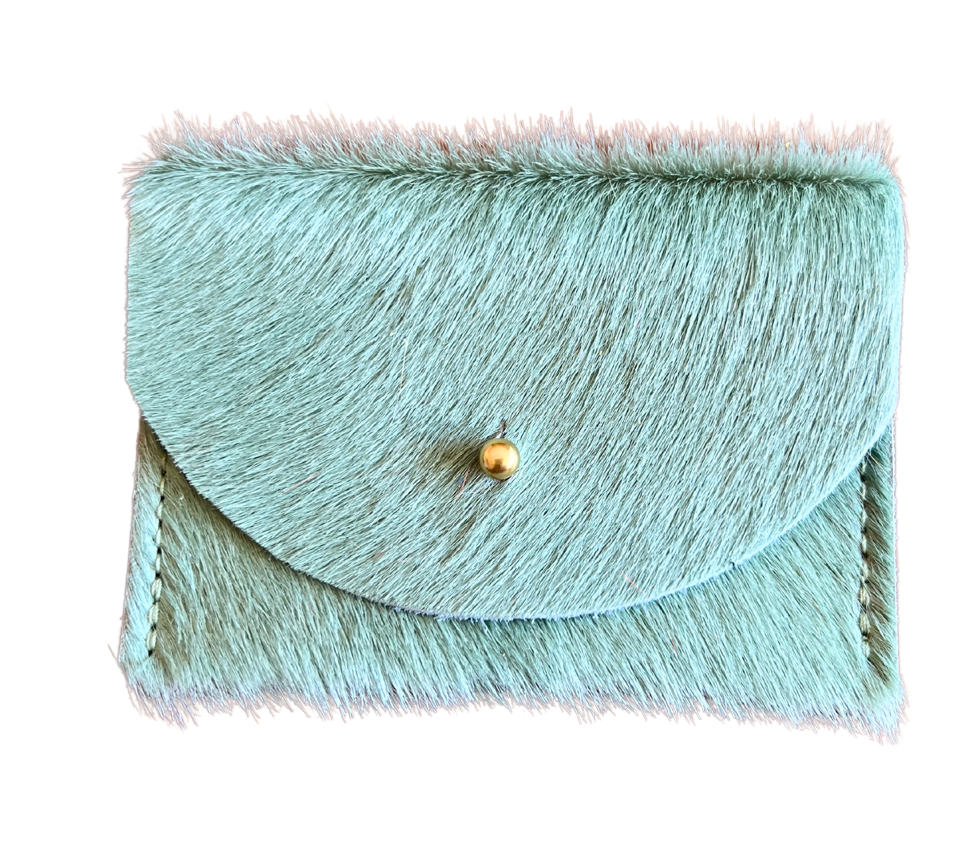 Seafoam Hair on Hide Cardholder